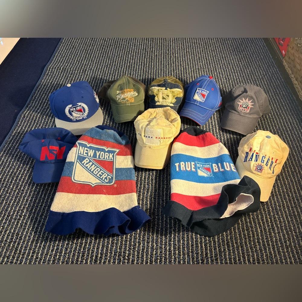 LOT of 10 New York Rangers Hats ‘47 Brand CCM New Era Reebok Top Hats Vintage